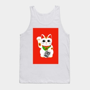 Lucky Chinese Waving Cat ( Red Version ) Tank Top